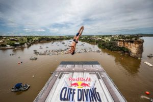 Diver at Hell's Gate Texas 2018 Red Bull Cliff Diving World Series