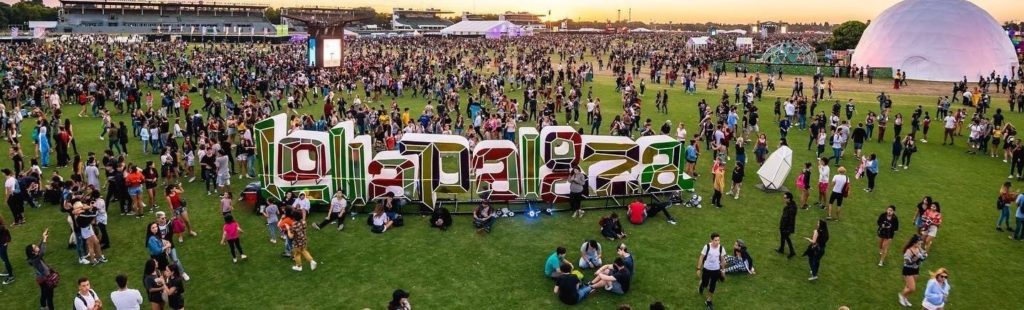 Aerial view of Lollapalooza Argentina at Hipodromo de San Isidro in ...