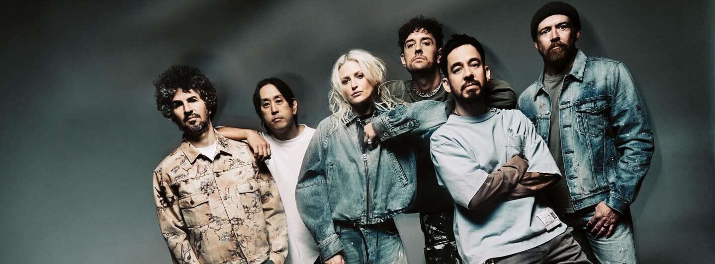Linkin Park band members standing up - credits Linkin Park official - Corona Capital 2025 - Lineupping.com